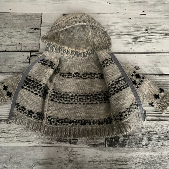Vintage Cowichan Sweater Hand knit Wool Kids 2T Full Zip Hooded Cardigan Jacket - Picture 11 of 11